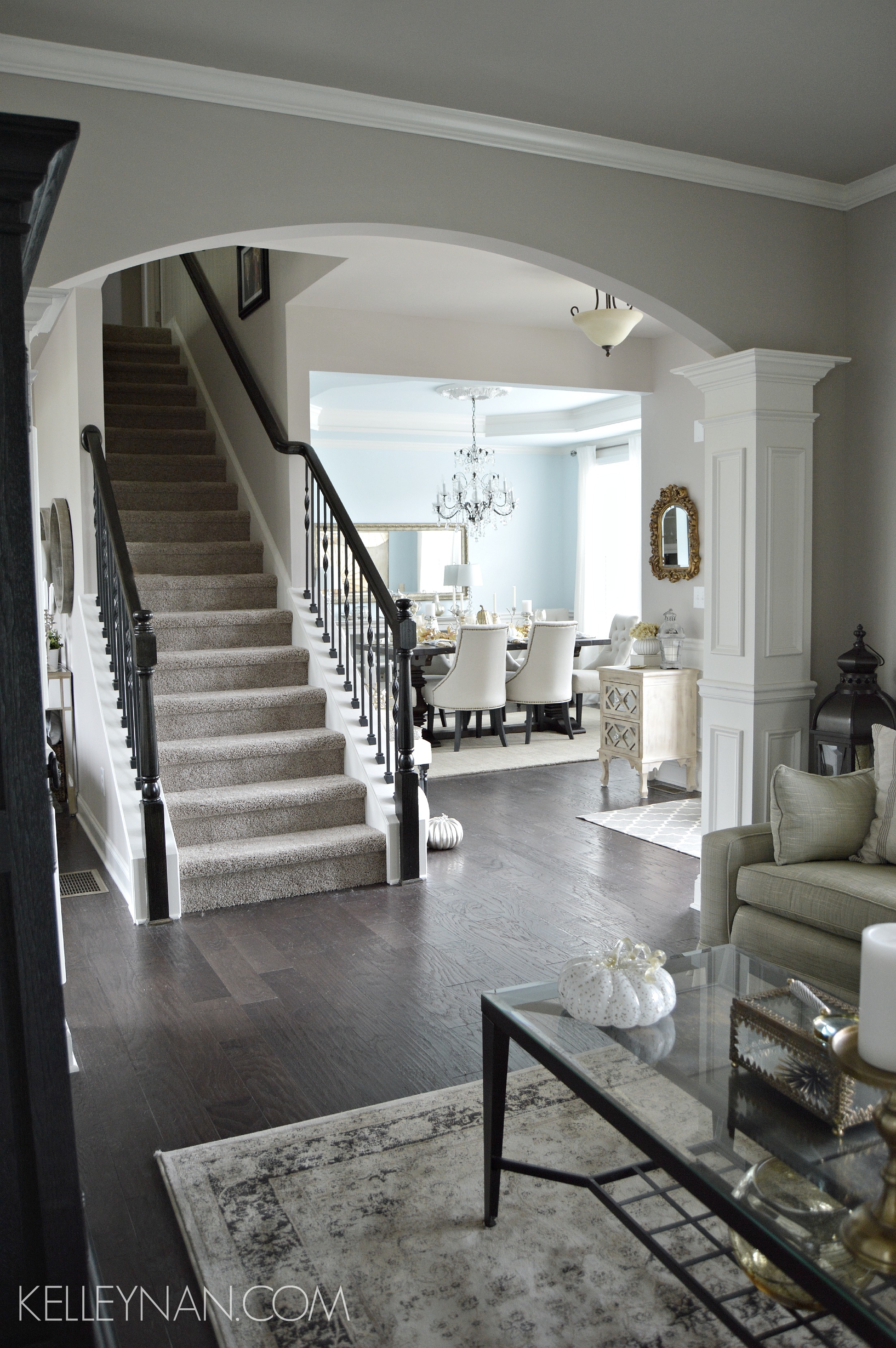 Peering across the entry, to the right is our dining room.