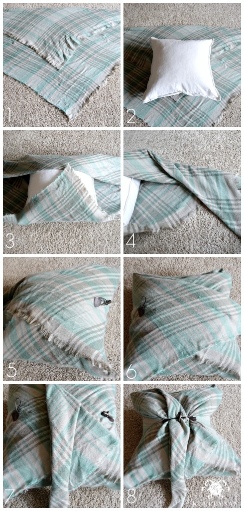 Blanket Scarf No Sew Pillow Tutorial