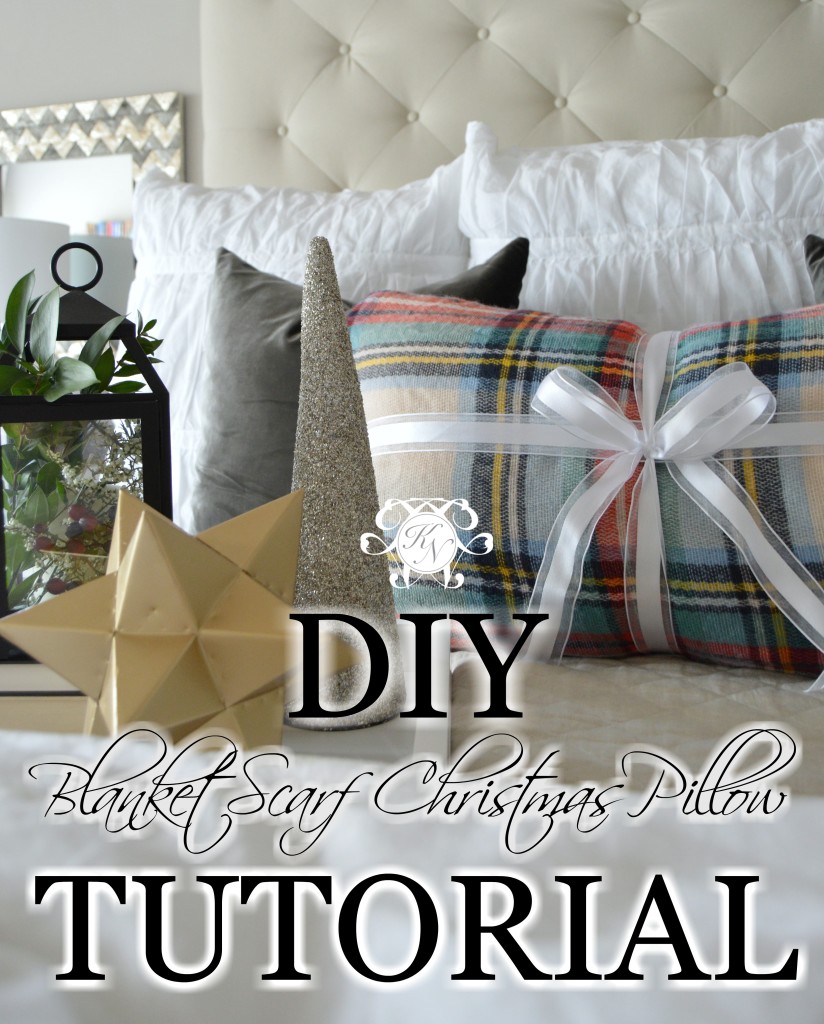 DIY No-Sew Blanket Scarf Christmas Pillow Tutorial - Kelley Nan