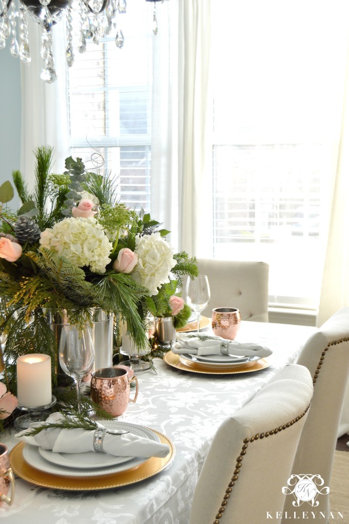 Pink and Copper Christmas Table