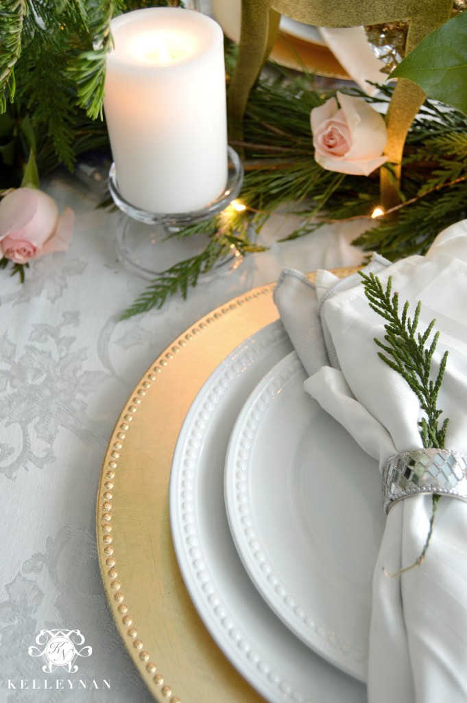 Gold and White Christmas Place Setting