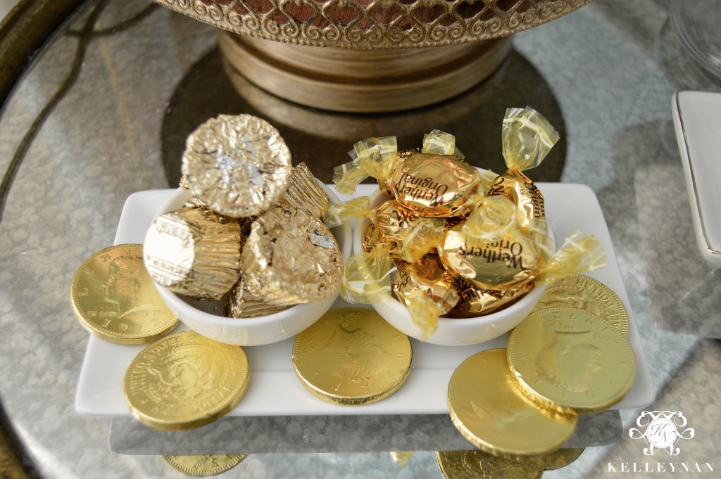 Gold Candies on Hot Chocolate Bar