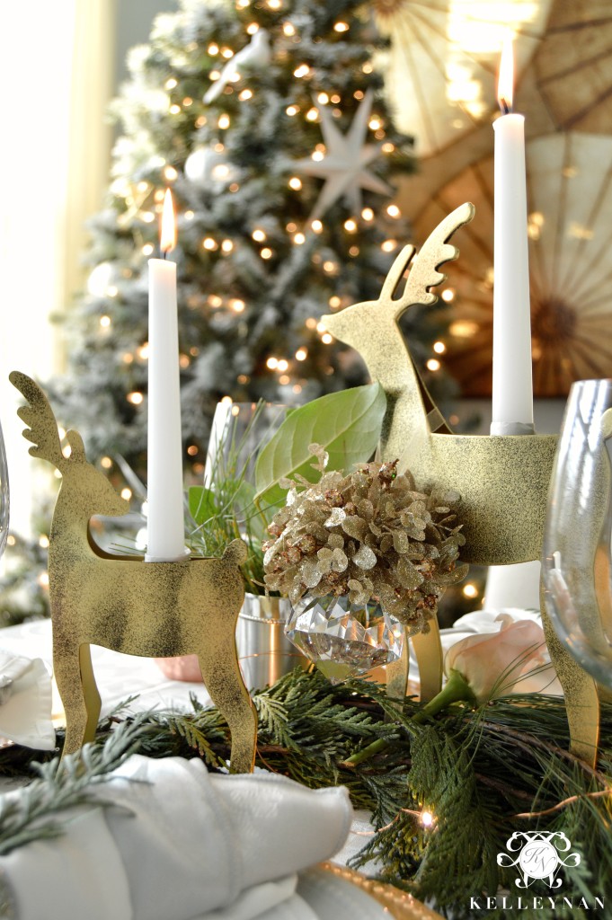 Gold Reindeer Candle Holders