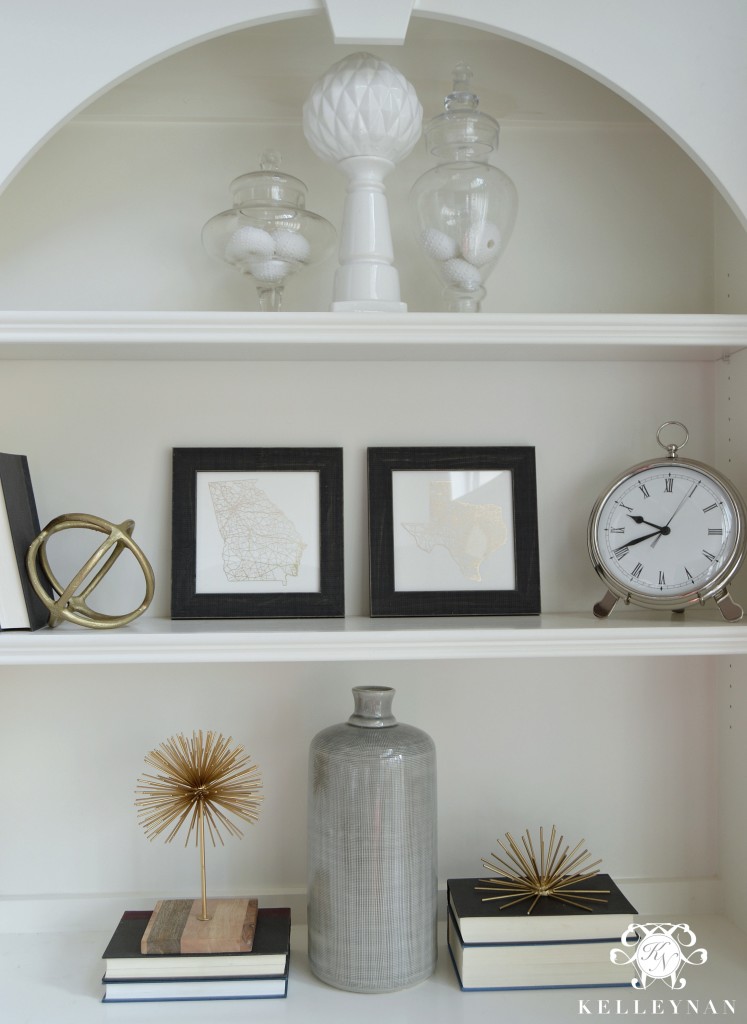 Built ins with Apothecary Jars