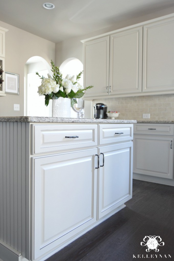 Neutral Kitchen with Beadboard Island