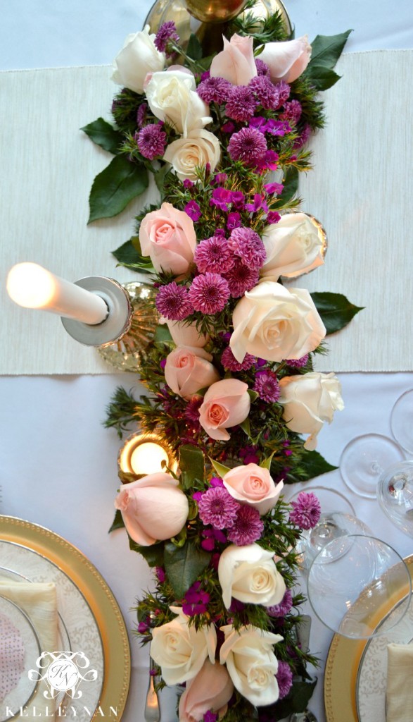 Overhead shot of flowers on table