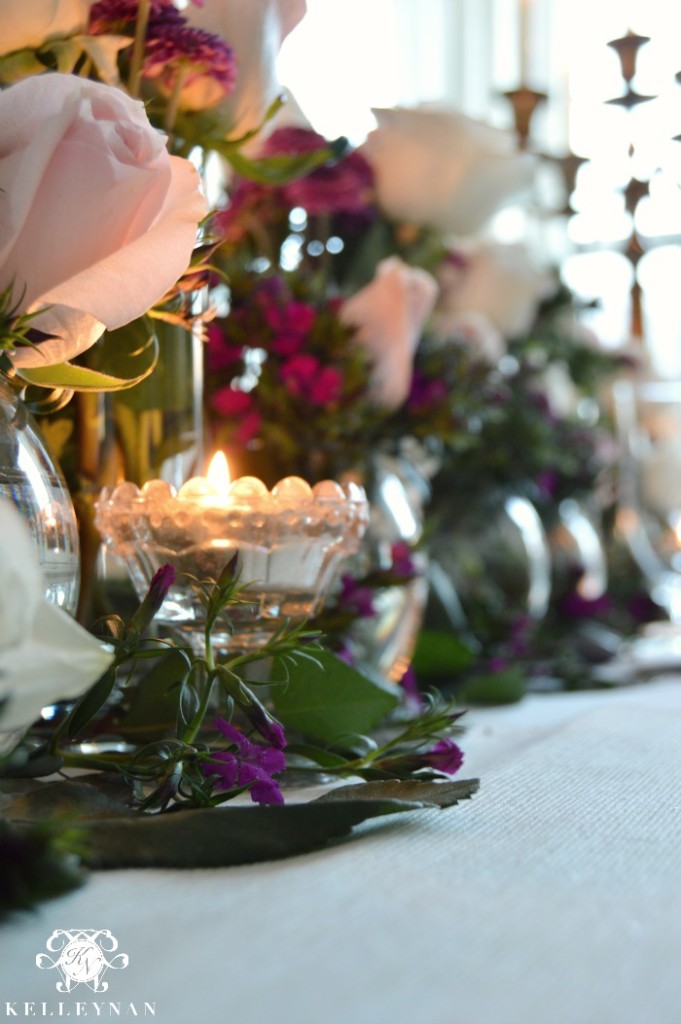 Valentine's Day Table with Candles and Flowers