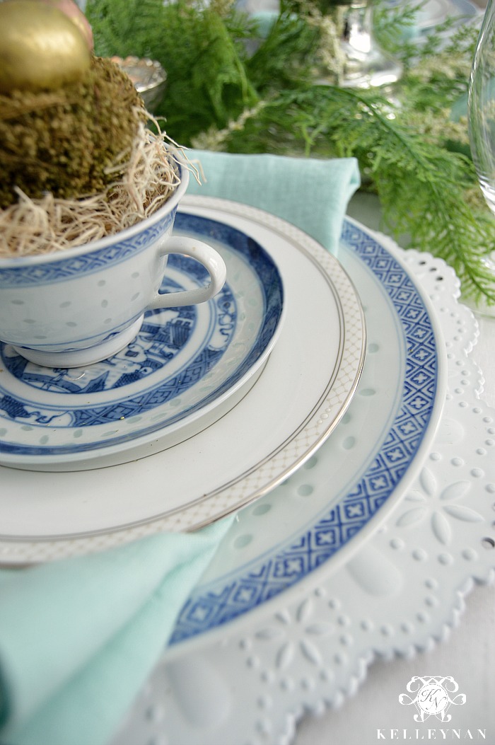 Blue and white Spring Easter Table