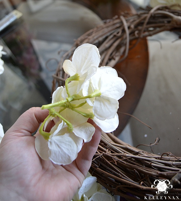 Cut hydrangea bloom pieces