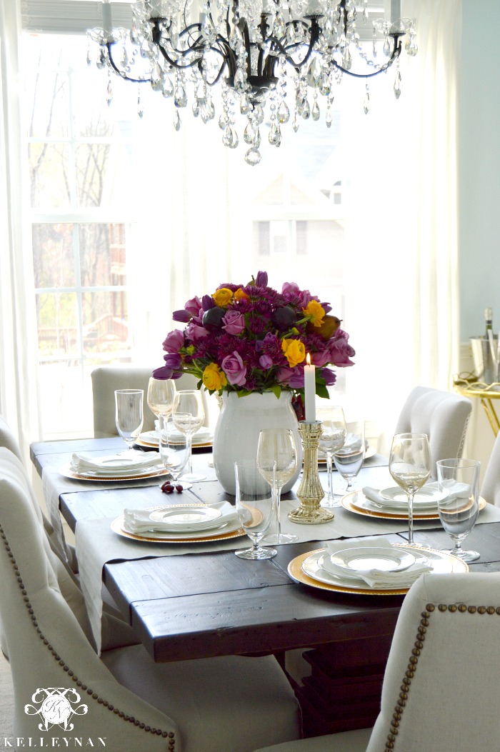 Elegant Spring Table with Purple and Yellow
