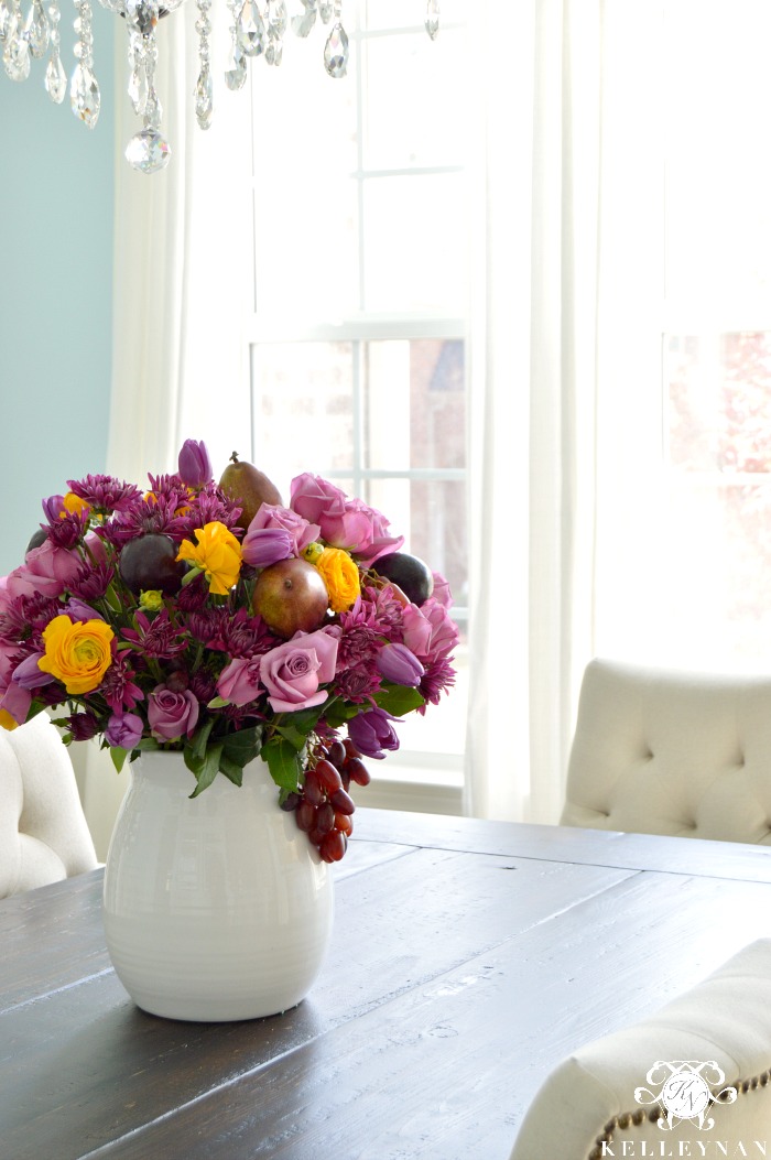 Fruit and Floral Arrangement for Spring Table