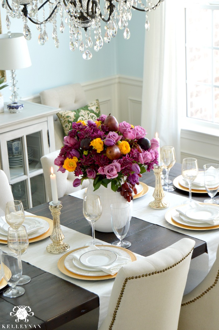 Pretty Spring Table with Floral Arrangement