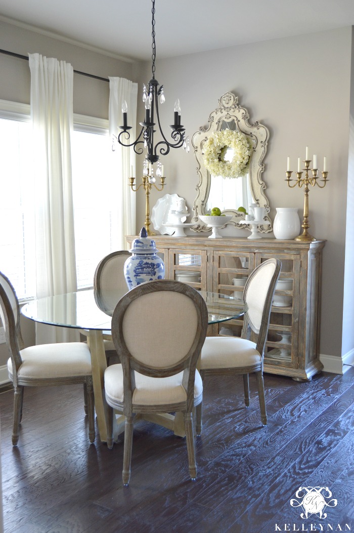Breakfast Nook in SW Perfect Greige World Market Round Back Dining Chairs