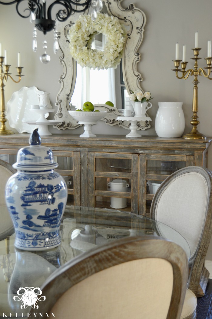 Blue and White Ginger Jar in Breakfast Nook Shabby Chic