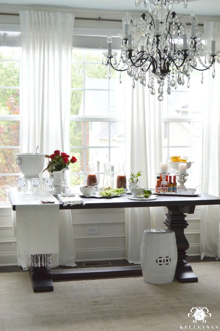 Build Your Own Bloody Mary Bar Setup in the Dining Room