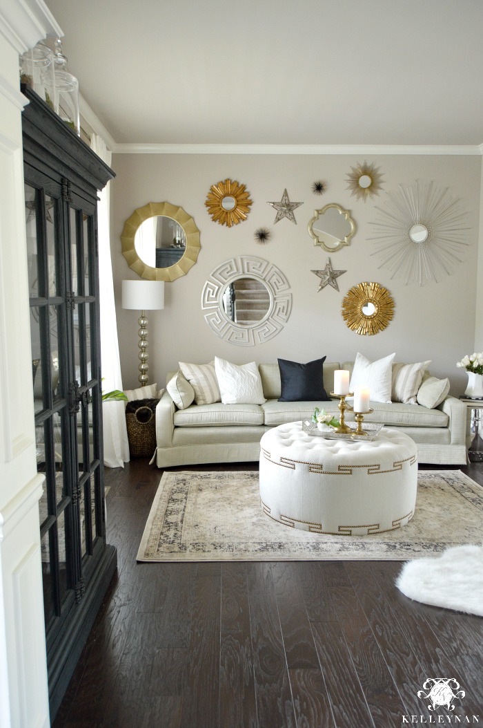 Tufted Ottoman in Formal Living Room