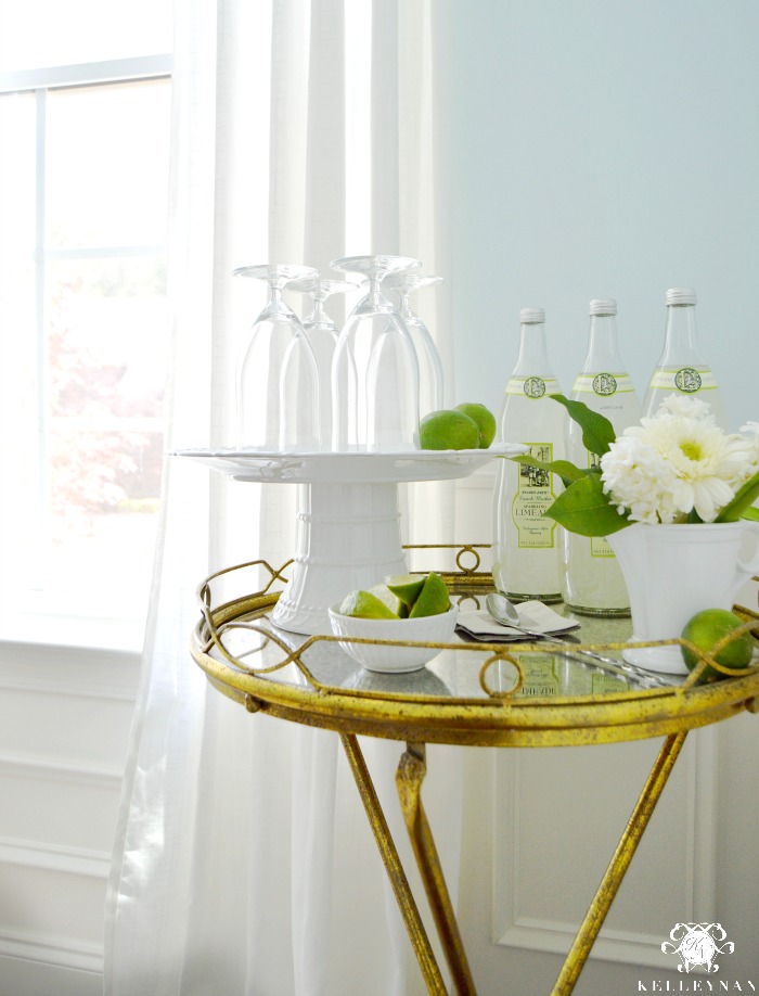 Lemonade Beverage Stand with Gold World Market Tray Table