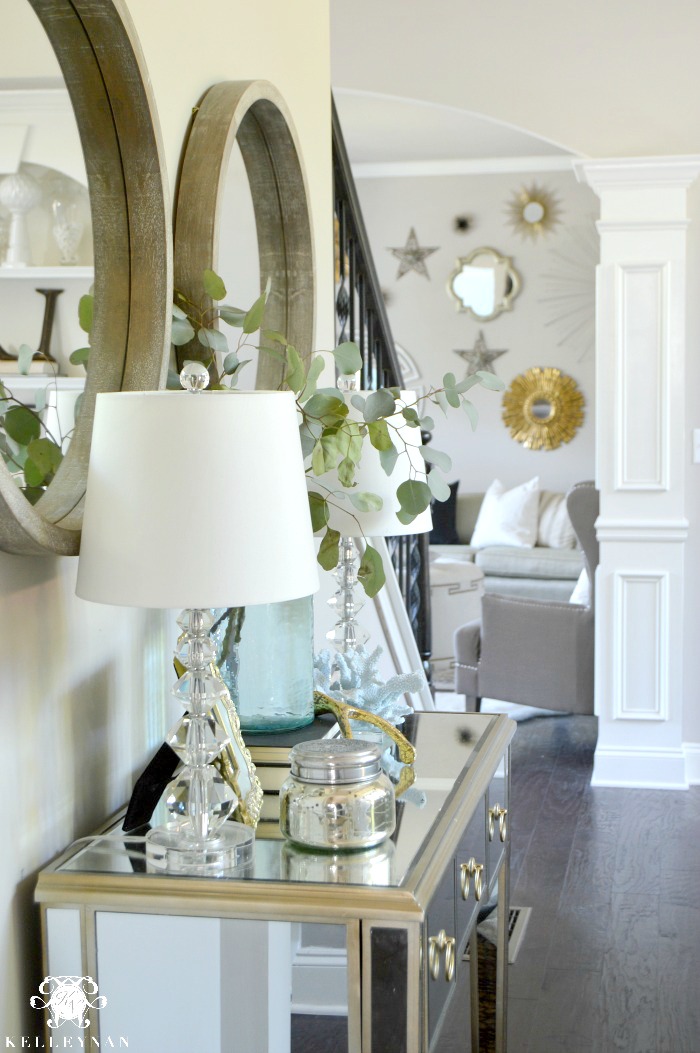 Mirrored Console Table in Living Room