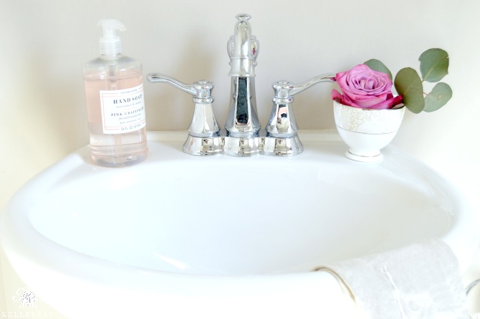 Powder Room Sink with Rose in a Teacup