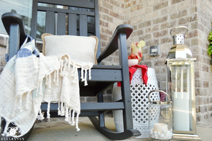 Red White and Blue Porch Ideas with Rocking Chair