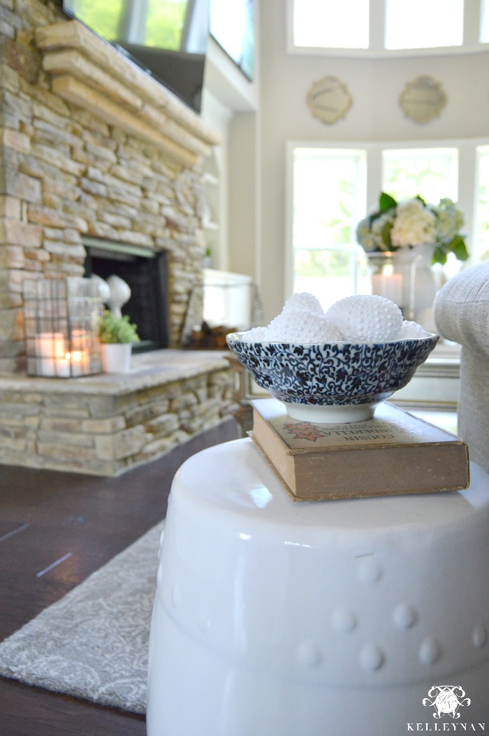 Sea Urchins in Summer Living Room Tour on Garden Stool