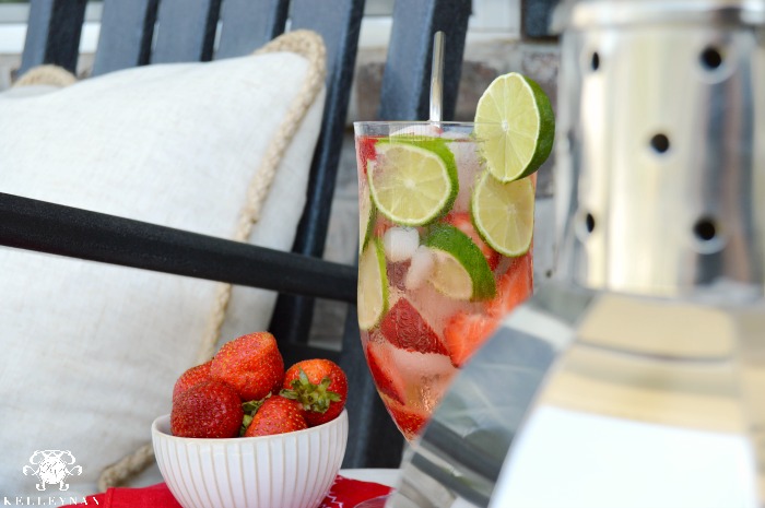 Strawberry Lime Infused Water on Fourth of July Hot Summer Day