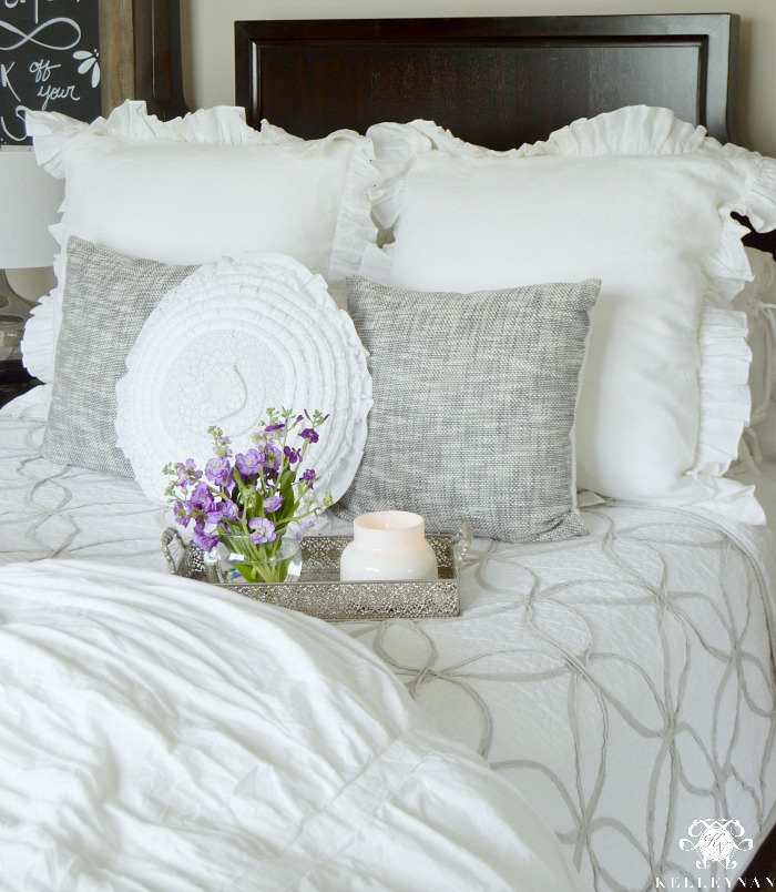 6 Easy Steps for Making a Beautiful Bed - ZDesign At Home  White bedroom  furniture, Grey and white bedding, Bed linens luxury