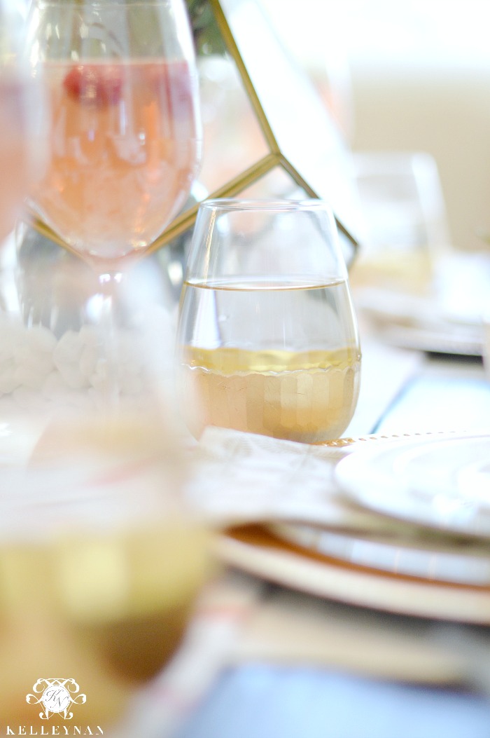 Gold Dipped Stemless Wine Glasses