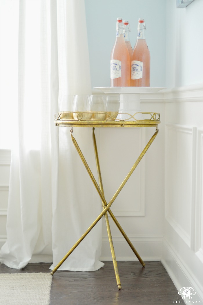 World Market Tray Table Gold in Dining Room