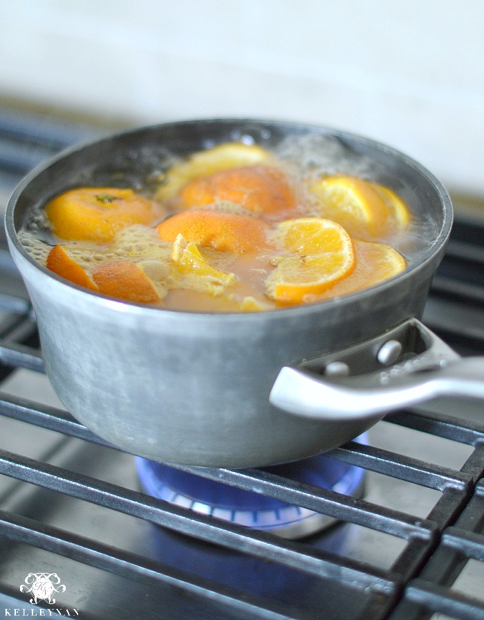 oranges simmering on stove