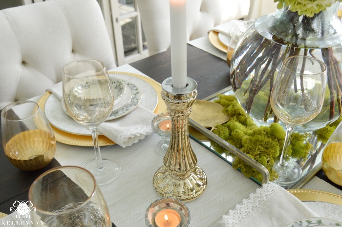 Dining Table Details with Moss