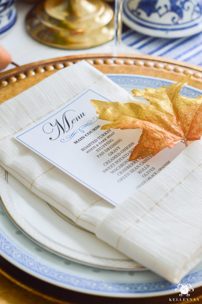 A Classic Blue and White Table for a Traditional Thanksgiving - Kelley Nan