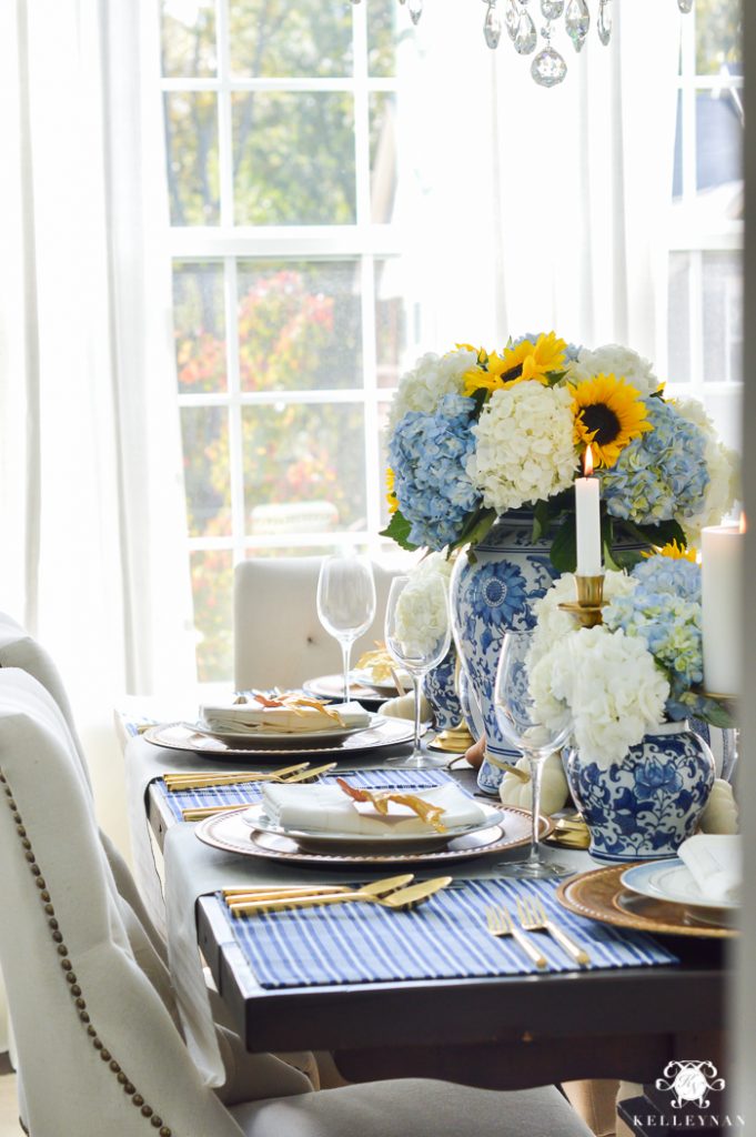 A Classic Blue and White Table for a Traditional Thanksgiving - Kelley Nan