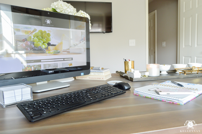 Hide Computer Cords When Your Desk is in the Center of the Room - Kelley Nan