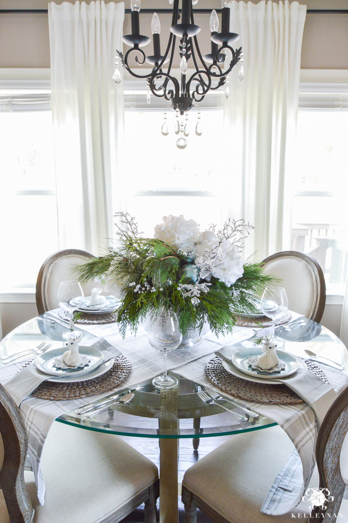 Simple Intimate Ice Blue Christmas Table Kelley Nan