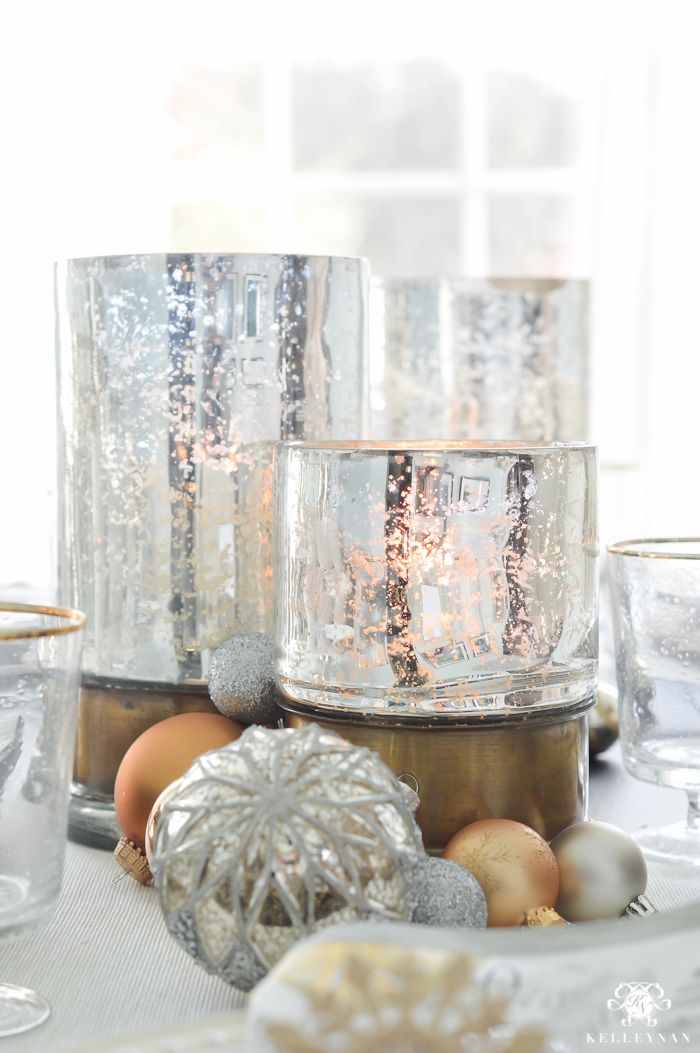 Snowflakes and Baubles Tablescape