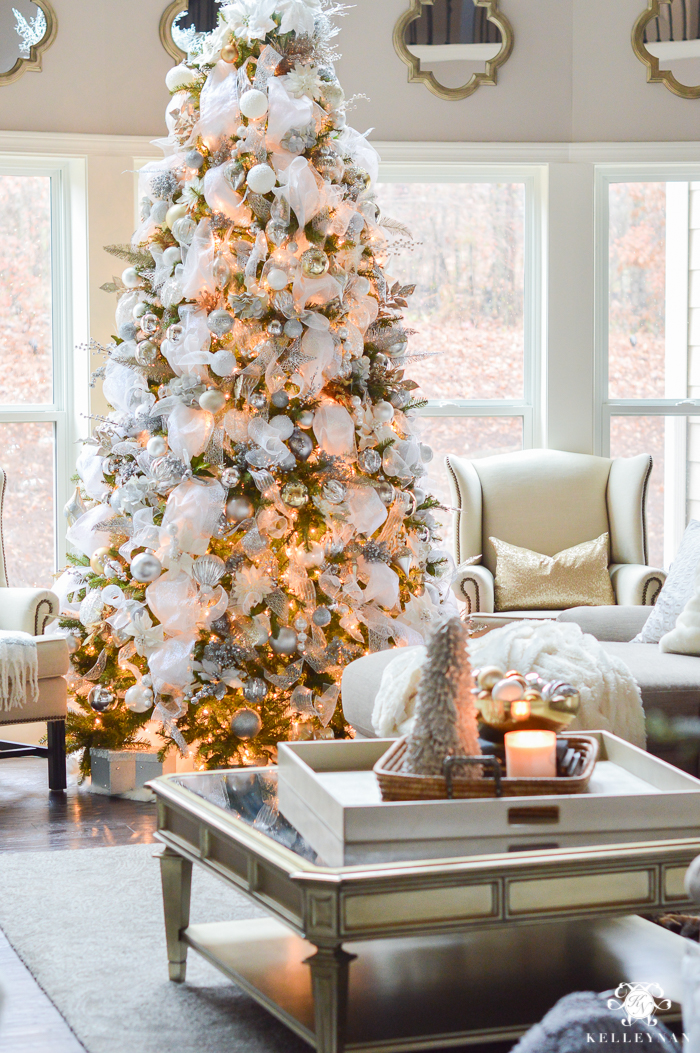 Glamorous White, Gold, and Silver Christmas Tree