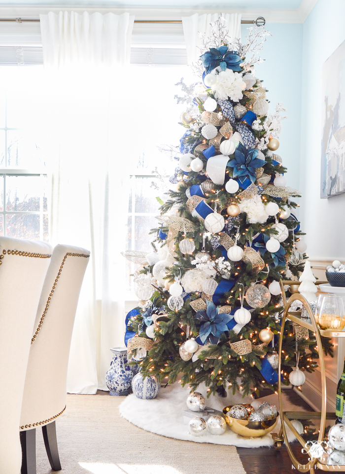 christmas tree lights blue and white