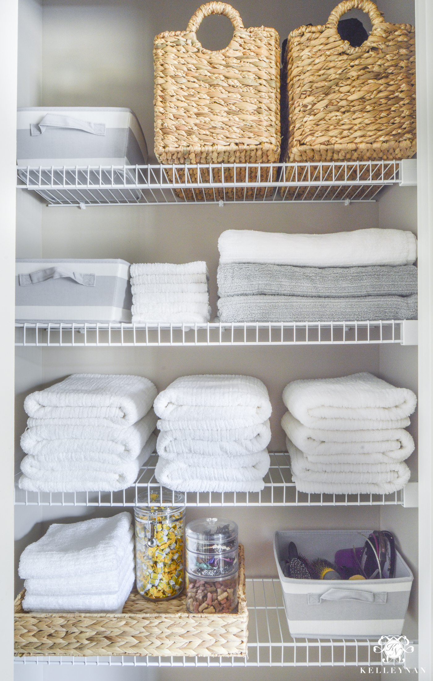 Organized Bathroom Linen Closet Anyone Can Have - Kelley Nan