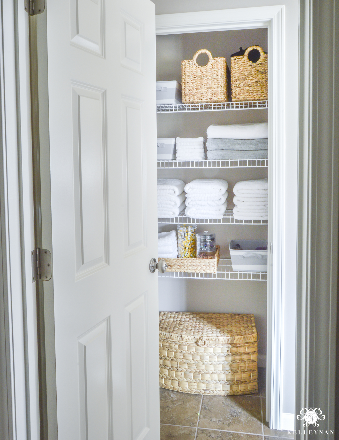 Organized Bathroom Linen Closet Anyone Can Have - Kelley Nan