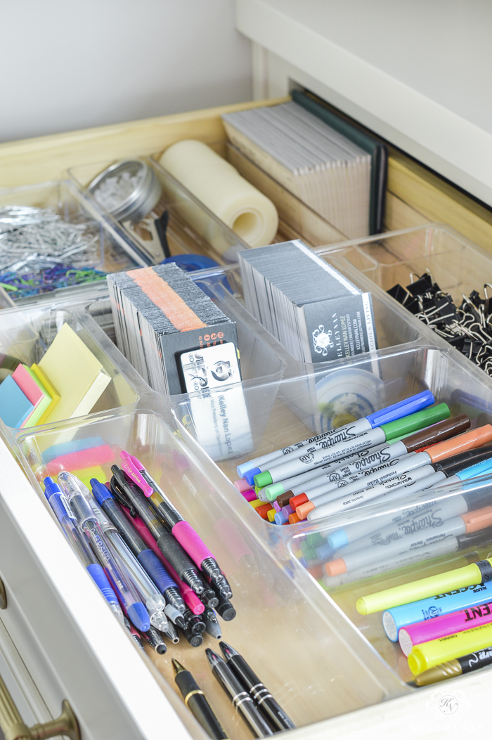 Organized Functional Office Drawers With Desk Supplies 1 Of 9 