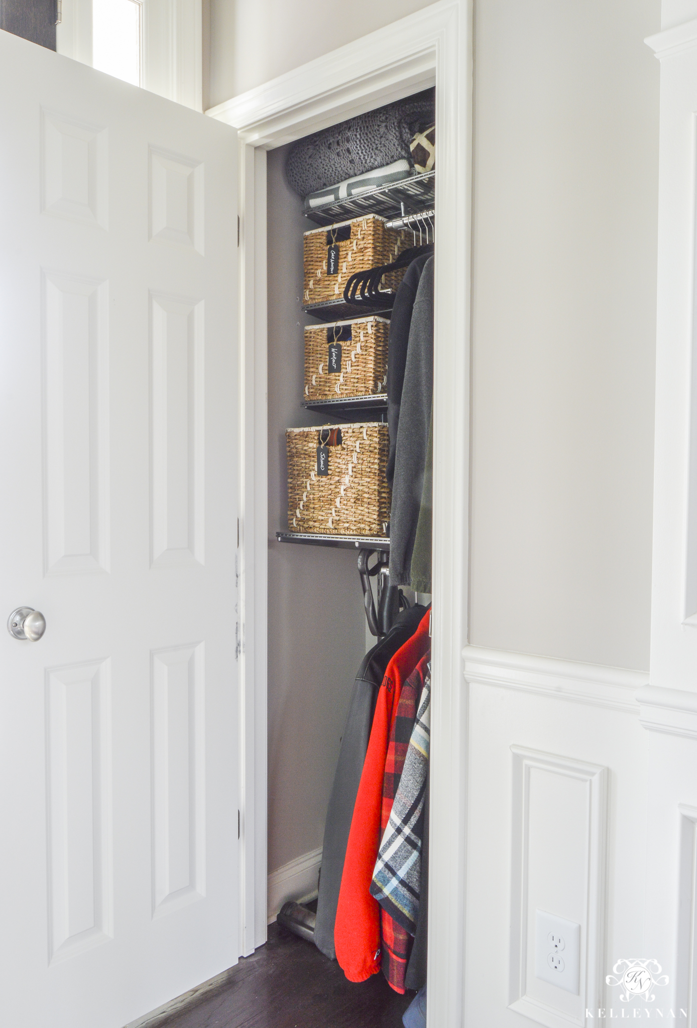 Organized Foyer Coat Closet- Before and After Makeover - Kelley Nan