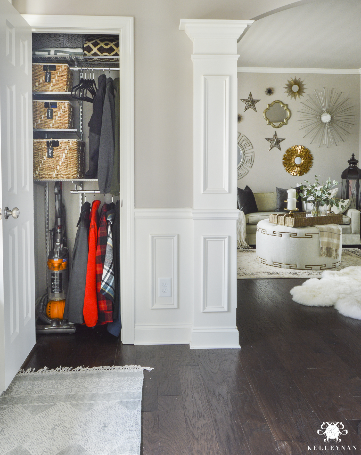 Organized Foyer Coat Closet- Before and After Makeover - Kelley Nan