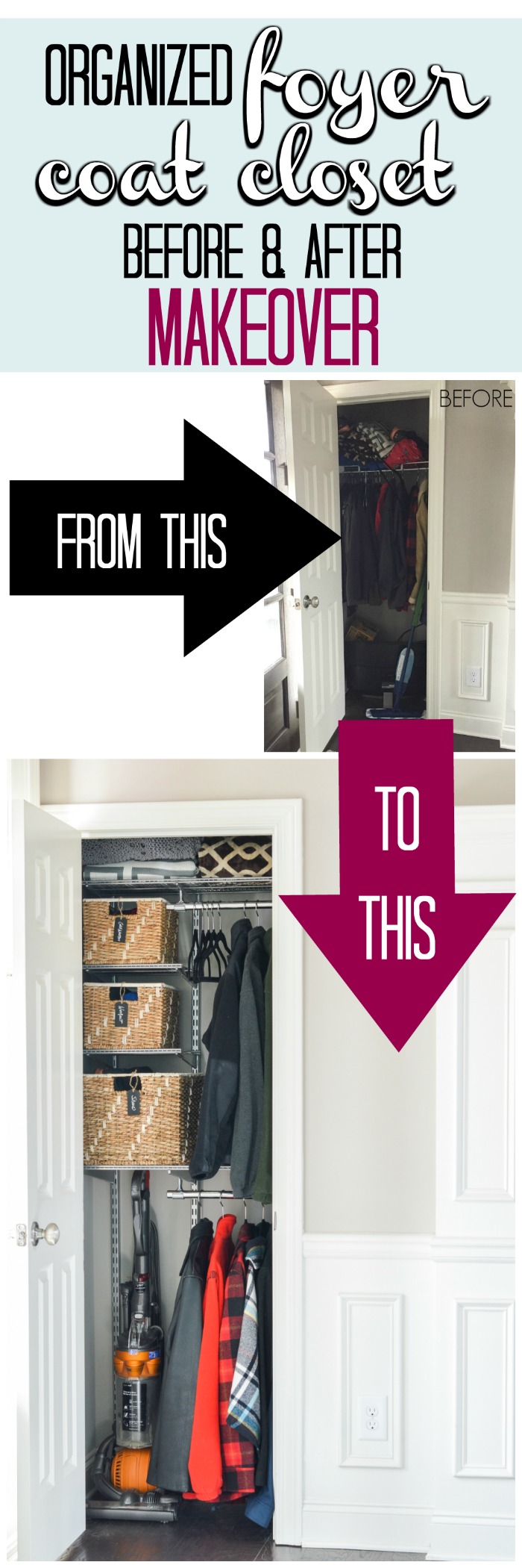 Organized Foyer Coat Closet- Before and After Makeover - Kelley Nan