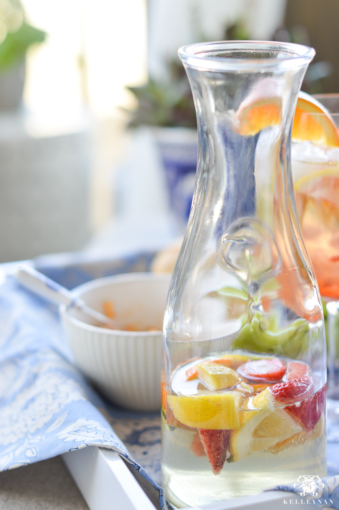 Carafe on the porch with sangria