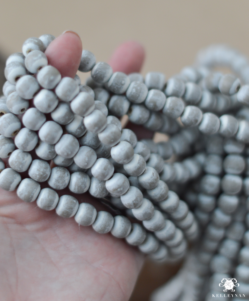 Gray Wooden Chandelier Beads