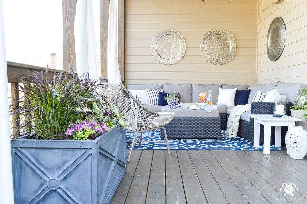 Outdoor living space on covered porch