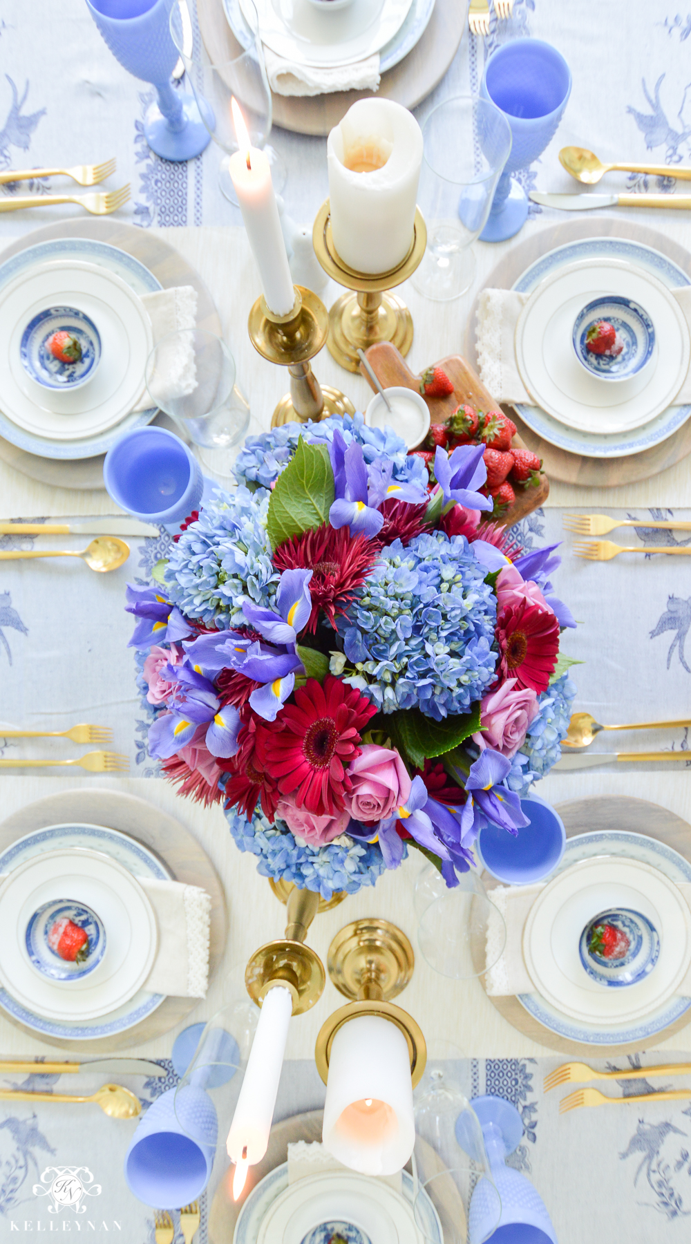 Jewel Tone table ideas from birds eye view