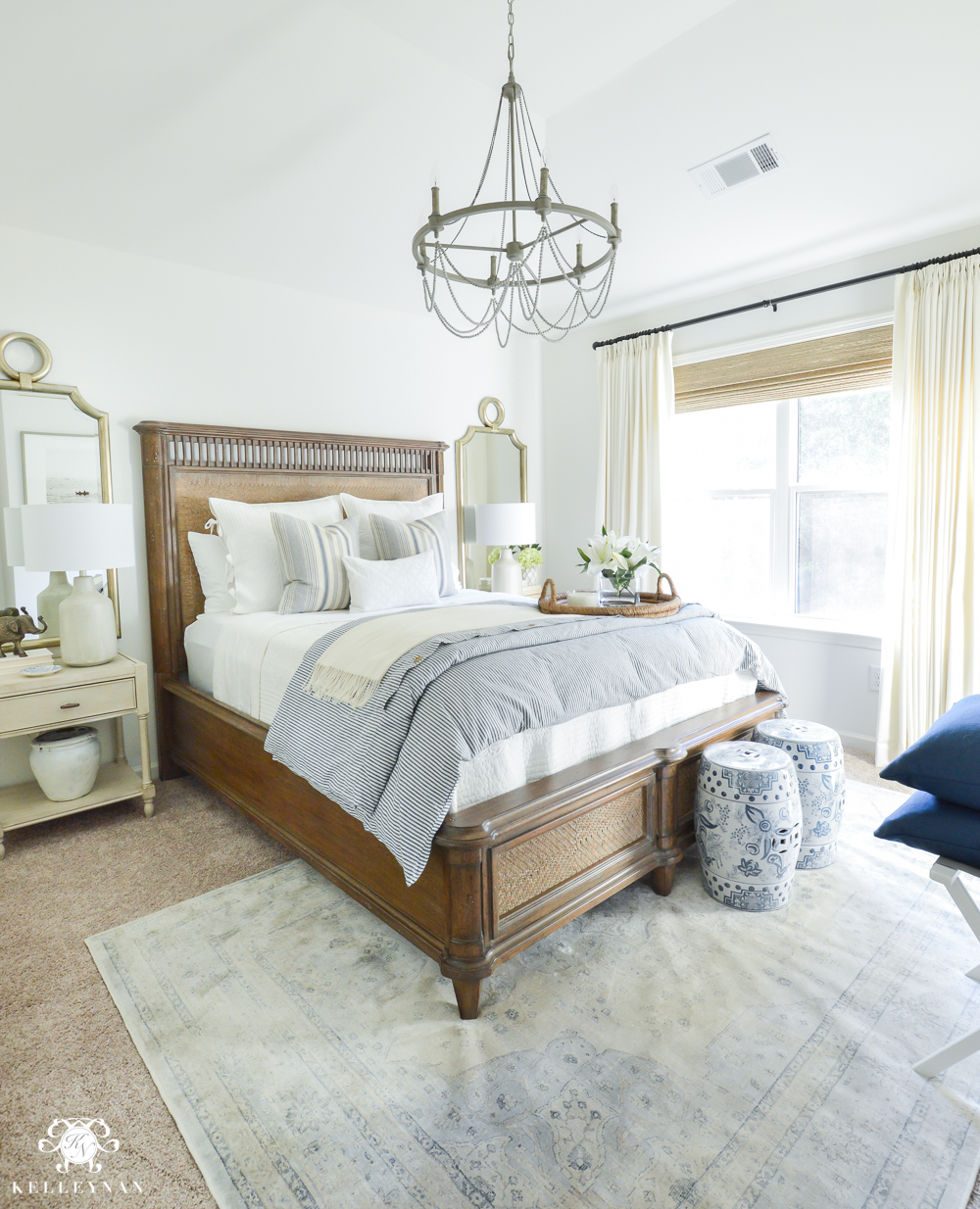 One Room Challenge Blue and White Guest Bedroom Reveal Before and After Makeover- guest bedroom inspiration