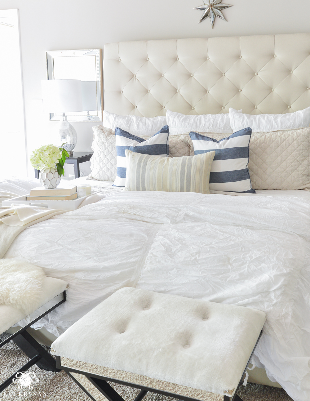 Blue & White Bedding & 7 Tips for the Perfectly Layered Bed! - Kelley Nan